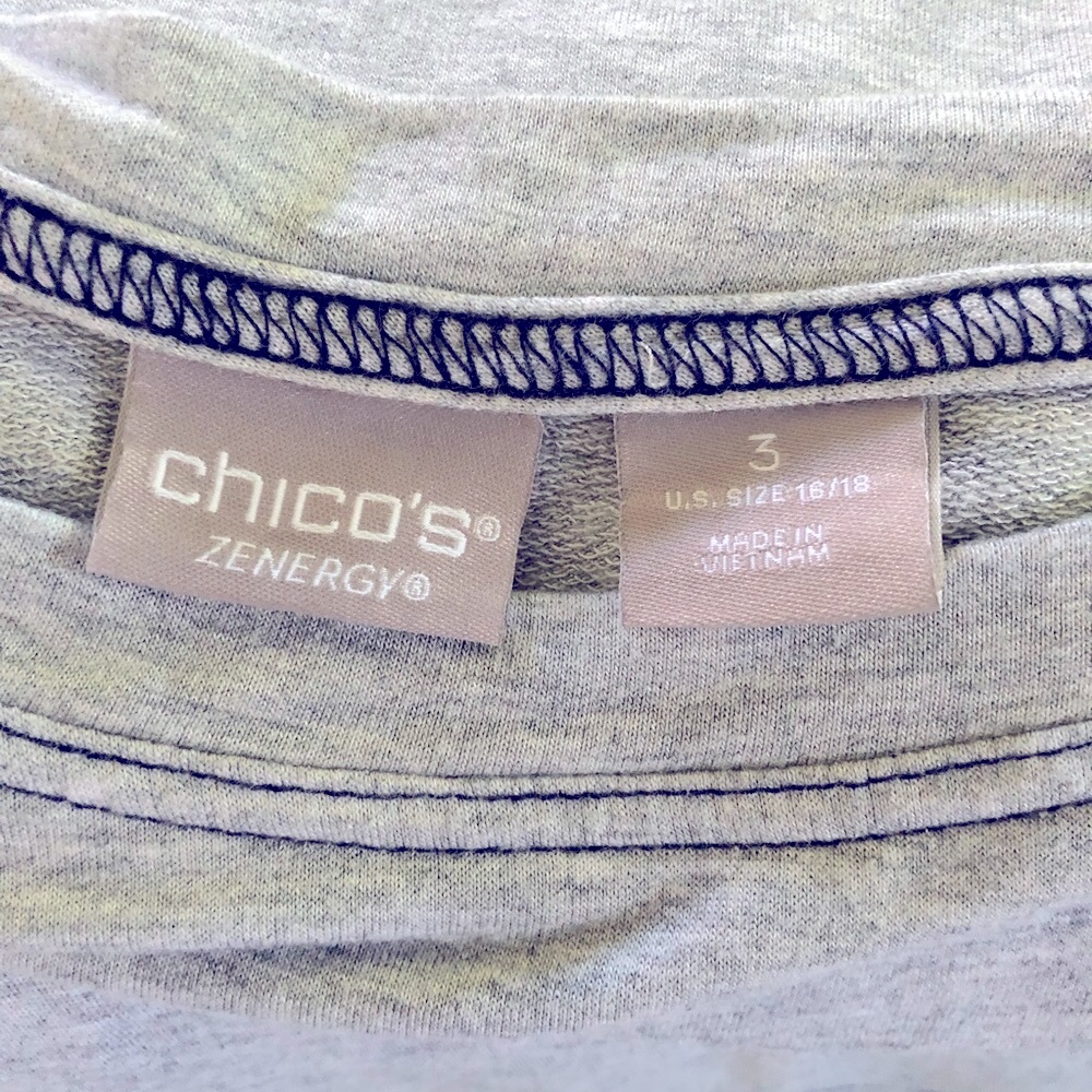 Chicos gray and blue patchwork sleeve detail lightweight sweatshirt - Picture 6 of 6